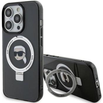 Karl Lagerfeld KLHMP15XHMRSKSKHK iPhone 15 Pro Max 6.7&quot; fekete keménytok gyűrűs állvány Karl Head MagSafe kép
