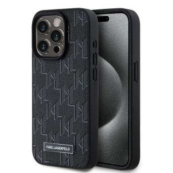 Karl Lagerfeld KLHMP15XPKHPORPK Leather Monogram Metal Logo tok iPhone 15 Pro Max - fekete kép