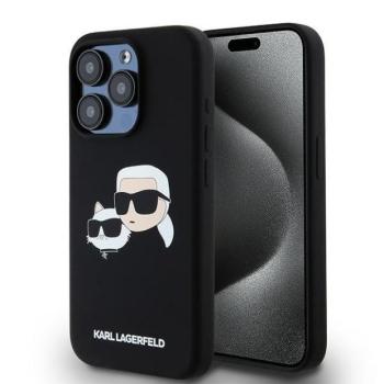 Karl Lagerfeld KLHMP15XSKCHPPLK Silicone Karl &amp; Choupette MagSafe kompatibilis keménytok iPhone 15 Pro Max - fekete kép