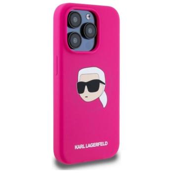 Karl Lagerfeld KLHMP15XSKHPPLF Silicone Karl Head MagSafe-kompatibilis tok iPhone 15 Pro Max - élénk rózsaszín kép