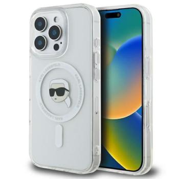 Karl Lagerfeld KLHMP16LHLSKIH IML Metal Karl Head MagSafe keménytok iPhone 16 Pro - fehér kép