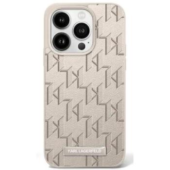 Karl Lagerfeld KLHMP16LPKHPORPE Leather Monogram Metal Logo MagSafe keménytok iPhone 16 Pro - bézs kép