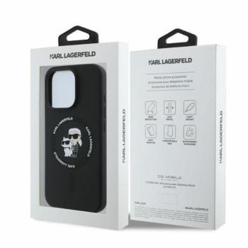 Karl Lagerfeld KLHMP16LSCMKCRHK Silicone KC Body Ring MagSafe-kompatibilis tok iPhone 16 Pro - fekete kép