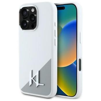 Karl Lagerfeld KLHMP16LSCMKMPCH Silicone Initial Metal Logo MagSafe keménytok iPhone 16 Pro - fehér kép