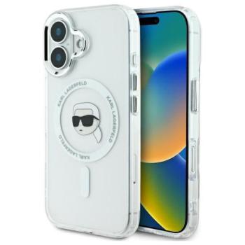Karl Lagerfeld KLHMP16MHLSKIH IML Metal Karl Head MagSafe keménytok iPhone 16 Plus - fehér kép