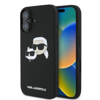 Karl Lagerfeld KLHMP16MSKCHPPLK Silicone Double Heads Print MagSafe keménytok iPhone 16 Plus - fekete kép