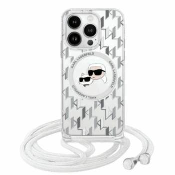 Karl Lagerfeld KLHMP16SHCKCKLCT IML Crossbody Monogram Karl &amp; Choupette Head MagSafe-kompatibilis keménytok iPhone 16 - átlátszó kép