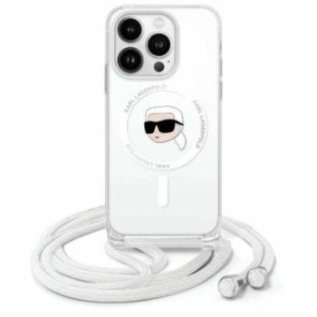 Karl Lagerfeld KLHMP16SHCKHNT Crossbody IML Karl Head MagSafe-kompatibilis keménytok iPhone 16 - átlátszó kép