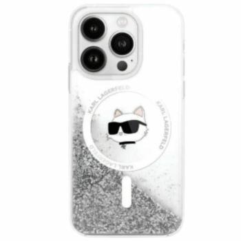 Karl Lagerfeld KLHMP16SLGCHSGH Liquid Glitter Choupette Head MagSafe-kompatibilis keménytok iPhone 16 - átlátszó kép