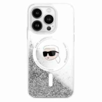 Karl Lagerfeld KLHMP16SLGKISGH Liquid Glitter Karl Head MagSafe-kompatibilis keménytok iPhone 16 - átlátszó kép