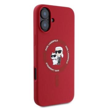 Karl Lagerfeld KLHMP16SSCMKCRHR Silicone KC Body Ring MagSafe-kompatibilis tok iPhone 16 - piros kép