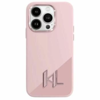 Karl Lagerfeld KLHMP16SSCMKMPCP Silicone Shadow Metal Initial MagSafe-kompatibilis keménytok iPhone 16 - rózsaszín kép