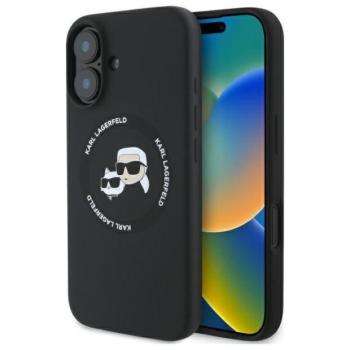 Karl Lagerfeld KLHMP16SSKCHTCK Silicone Karl&amp;Choupette Heads MagSafe-kompatibilis tok iPhone 16 - fekete kép