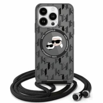 Karl Lagerfeld KLHMP16XHCKCKLCK IML Crossbody Monogram Karl &amp; Choupette Head MagSafe-kompatibilis keménytok iPhone 16 Pro Max - fekete kép
