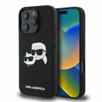 Karl Lagerfeld KLHMP16XSKCHPPLK Silicone Double Heads Print MagSafe keménytok iPhone 16 Pro Max - fekete kép