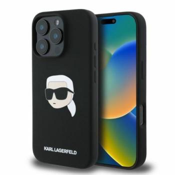 Karl Lagerfeld KLHMP16XSKHPPLK Silicone Karl Head Print MagSafe keménytok iPhone 16 Pro Max - fekete kép