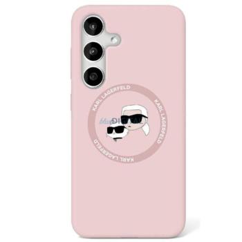 Karl Lagerfeld KLHMS25LSKCHTCP Silicone Double Heads MagSafe-kompatibilis tok Samsung Galaxy S25 Ultra - világos rózsaszín kép