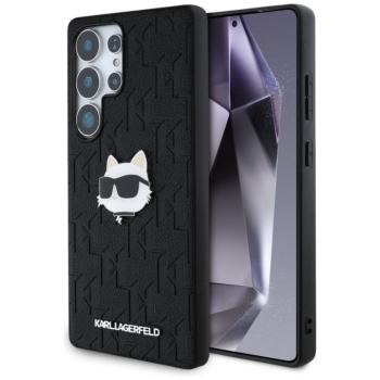 Karl Lagerfeld Leather Monogram Pin Logo Choupette Head Samsung Galaxy S25 Ultra kemény hátlap tok, fekete kép