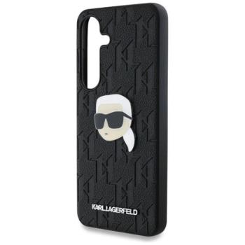 KARL LAGERFELD LEATHER MONOGRAM PIN LOGO KARL HEAD szilikon telefonvédő (ütésállóság, bőr hatású hátlap) FEKETE Samsung Galaxy S25 (SM-S931) kép