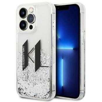Karl Lagerfeld Liquid Glitter Big KL Apple iPhone 14 Pro hátlap tok, ezüst kép
