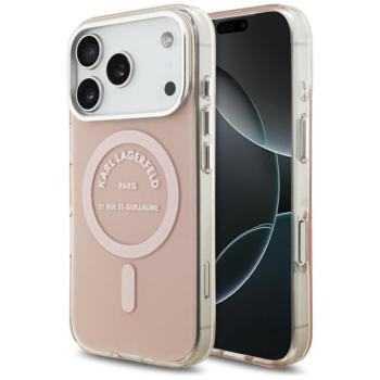 Karl Lagerfeld Liquid Glitter Choupette Logo Apple iPhone 17 Pro Max MagSafe kompatibilis hátlap tok, csillámos, rózsaszín kép