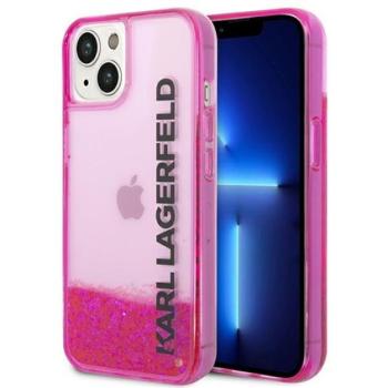 Karl Lagerfeld Liquid Glitter Elong Apple iPhone 14 hátlap tok, rózsaszín kép