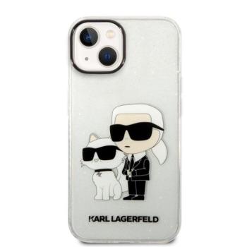 Karl Lagerfeld Liquid Glitter Karl and Choupette NFT hátlap tok Apple iPhone 14 Plus, átlátszó kép