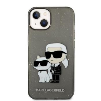 Karl Lagerfeld Liquid Glitter Karl and Choupette NFT hátlap tok Apple iPhone 14 Plus, fekete kép