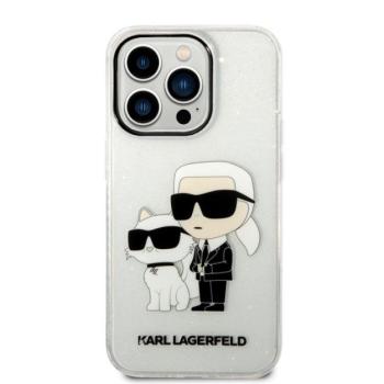 Karl Lagerfeld Liquid Glitter Karl and Choupette NFT hátlap tok Apple iPhone 14 Pro Max, átlátszó kép