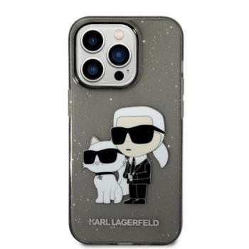 Karl Lagerfeld Liquid Glitter Karl and Choupette NFT hátlap tok Apple iPhone 14 Pro Max, fekete kép