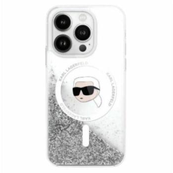 Karl Lagerfeld Liquid Glitter Karl Head iPhone 16 Pro Magsafe hátlap tok, átlátszó KLHMP16LLGKISGH kép