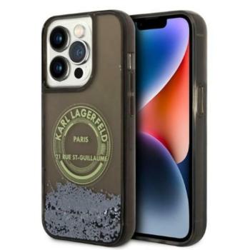 Karl Lagerfeld Liquid Glitter RSG Apple iPhone 14 Pro hátlap tok, fekete kép