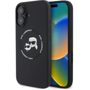 Karl Lagerfeld Liquid Silicone K&amp;CH Heads Apple iPhone 16 MagSafe tok, fekete kép