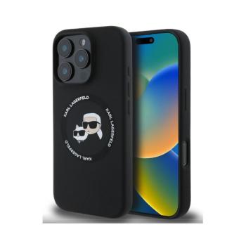 Karl Lagerfeld Liquid Silicone K&amp;CH Heads Apple iPhone 16 Pro Magsafe kompatibilis hátlap tok, fekete kép