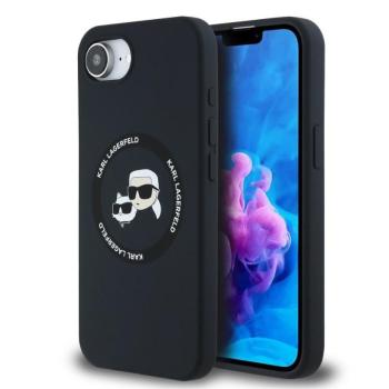 Karl Lagerfeld Liquid Silicone K&amp;CH Heads Apple iPhone 16e MagSafe tok, fekete kép
