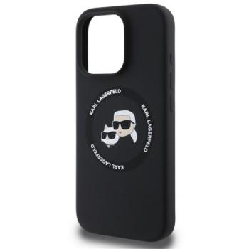 KARL LAGERFELD LIQUID SILICONE K&amp;CH HEADS MAGSAFE szilikon telefonvédő (ütésállóság, MagSafe) FEKETE Apple iPhone 16 Pro Max kép