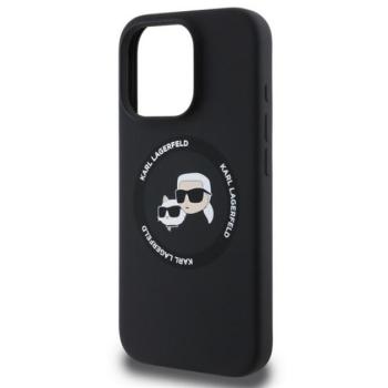 KARL LAGERFELD LIQUID SILICONE K&amp;CH HEADS MAGSAFE szilikon telefonvédő (ütésállóság, MagSafe) FEKETE Apple iPhone 16 Pro kép
