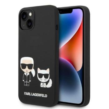 Karl Lagerfeld Liquid Silicone Karl &amp; Choupette Apple iPhone 14 Plus Magsafe hátlap tok, fekete kép
