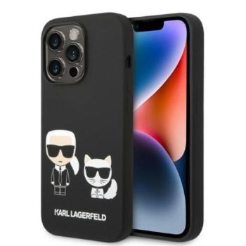 Karl Lagerfeld Liquid Silicone Karl &amp; Choupette Apple iPhone 14 Pro Magsafe hátlap tok, fekete kép