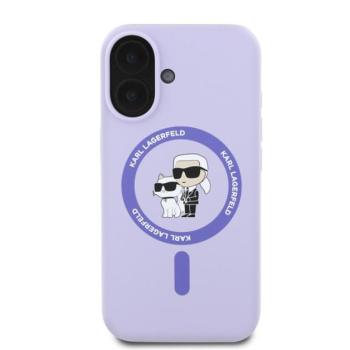 Karl Lagerfeld Liquid Silicone Karl and Choupette MagSafe Apple iPhone 16 hátlap tok, lila kép