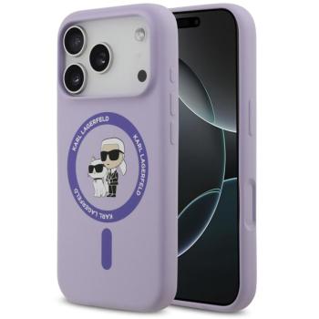 Karl Lagerfeld Liquid Silicone Karl and Choupette MagSafe iPhone 17 Pro hátlap tok, lila kép
