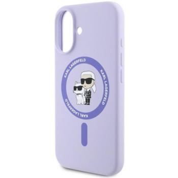 KARL LAGERFELD LIQUID SILICONE KARL AND CHOUPETTE MAGSAFE szilikon telefonvédő (ütésállóság, MagSafe) LILA Apple iPhone 16 kép