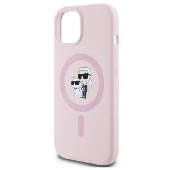 KARL LAGERFELD LIQUID SILICONE KARL AND CHOUPETTE MAGSAFE szilikon telefonvédő (ütésállóság, MagSafe) RÓZSASZÍN Apple iPhone 15 kép