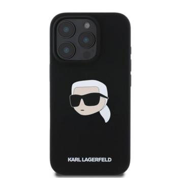 Karl Lagerfeld Liquid Silicone Karl Head MagSafe Apple iPhone 16 Pro hátlap tok, fekete kép