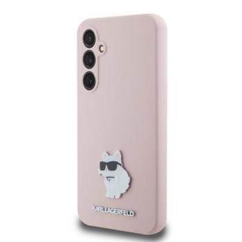 Karl Lagerfeld Liquid Silicone Metal Choupette Samsung Galaxy S23 FE hátlap tok, rózsaszin kép