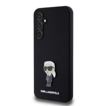 Karl Lagerfeld Liquid Silicone Metal Ikonik Samsung Galaxy S23 FE hátlap tok, fekete kép