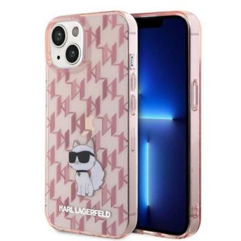 Karl Lagerfeld Monogram Choupette Apple iPhone 15 hátlap tok, rózsaszín kép