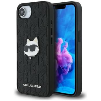 Karl Lagerfeld Monogram Choupette Head Pin iPhone 17e / iPhone 16e műbőr hátlap tok, fekete kép