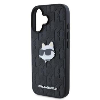 KARL LAGERFELD MONOGRAM CHOUPETTE HEAD PIN szilikon telefonvédő (ütésállóság, bőr hatású hátlap, MagSafe) FEKETE Apple iPhone 16 kép