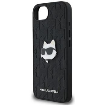KARL LAGERFELD MONOGRAM CHOUPETTE HEAD PIN szilikon telefonvédő (ütésállóság, bőr hatású hátlap, MagSafe) FEKETE Apple iPhone 16e kép